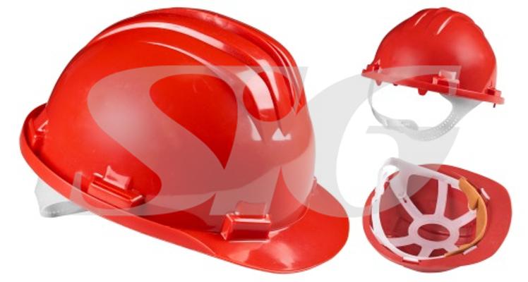 Hełm ochronny z regulacją paskową MODECO EXPERT sześcioramienna więźba, plastik czerwony