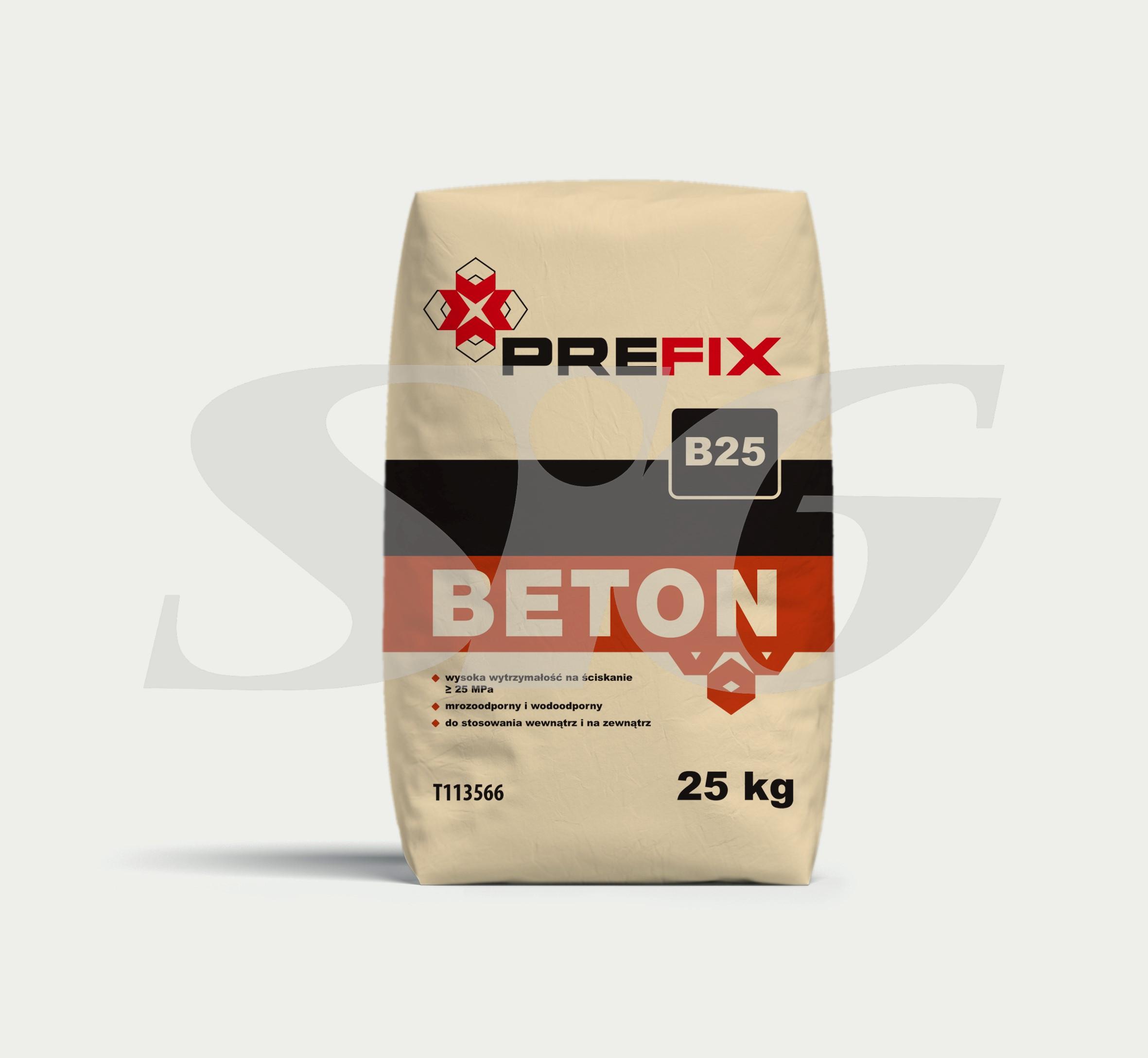 Beton PREFIX B25 klasa R2 25 kg (48 szt./paleta) 